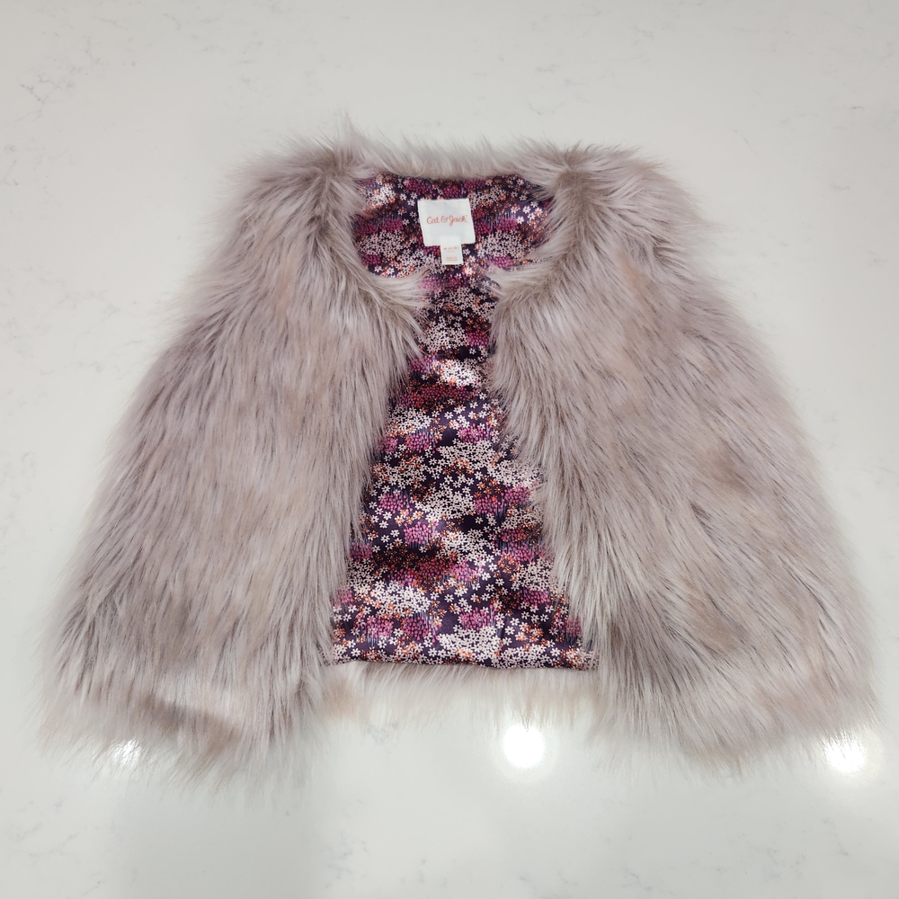 Cat & Jack Pink Faux Fur Kids Jacket Size 7/8